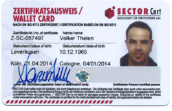 Zertifikatsausweis / Wallet Card / Sector Card Volker Thelen